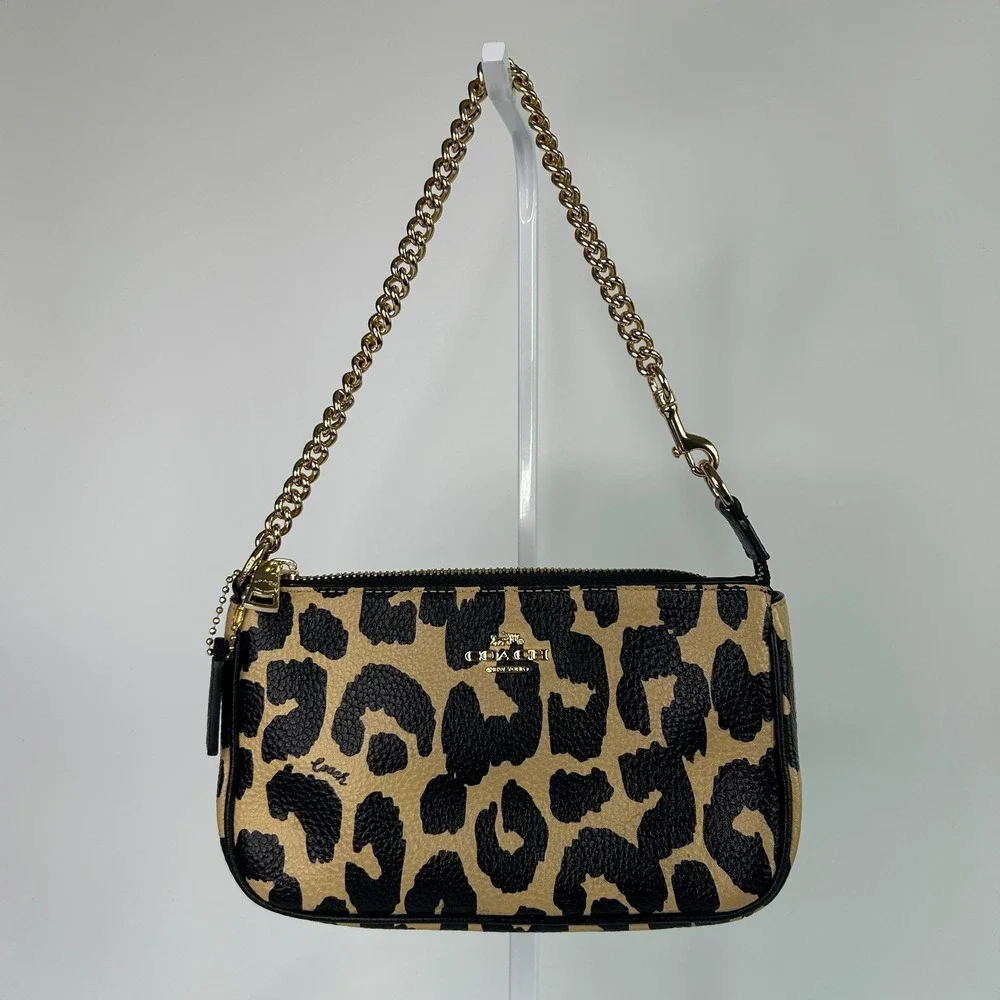 Coach Nolita 19 Leopard Print Leather Wristlet Bag Excellent